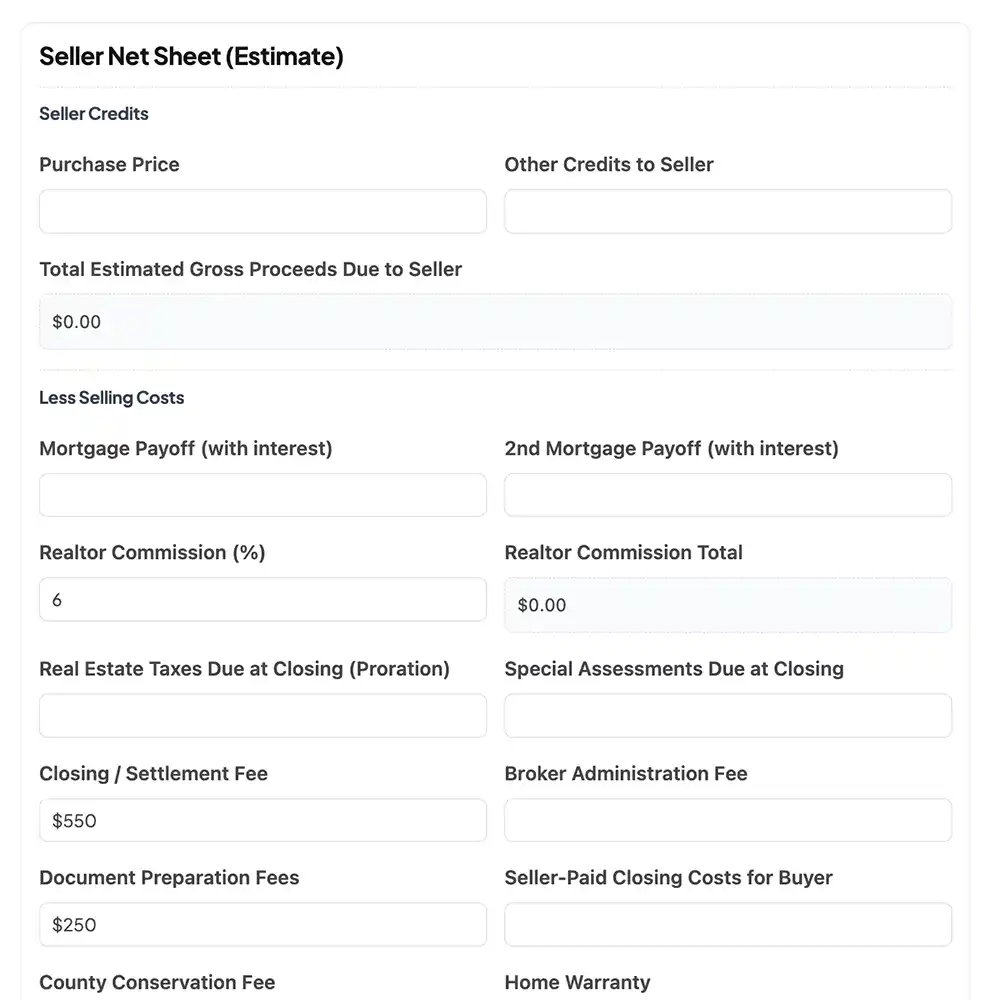 custom seller netsheet calculator custom seller net sheet calculator for website